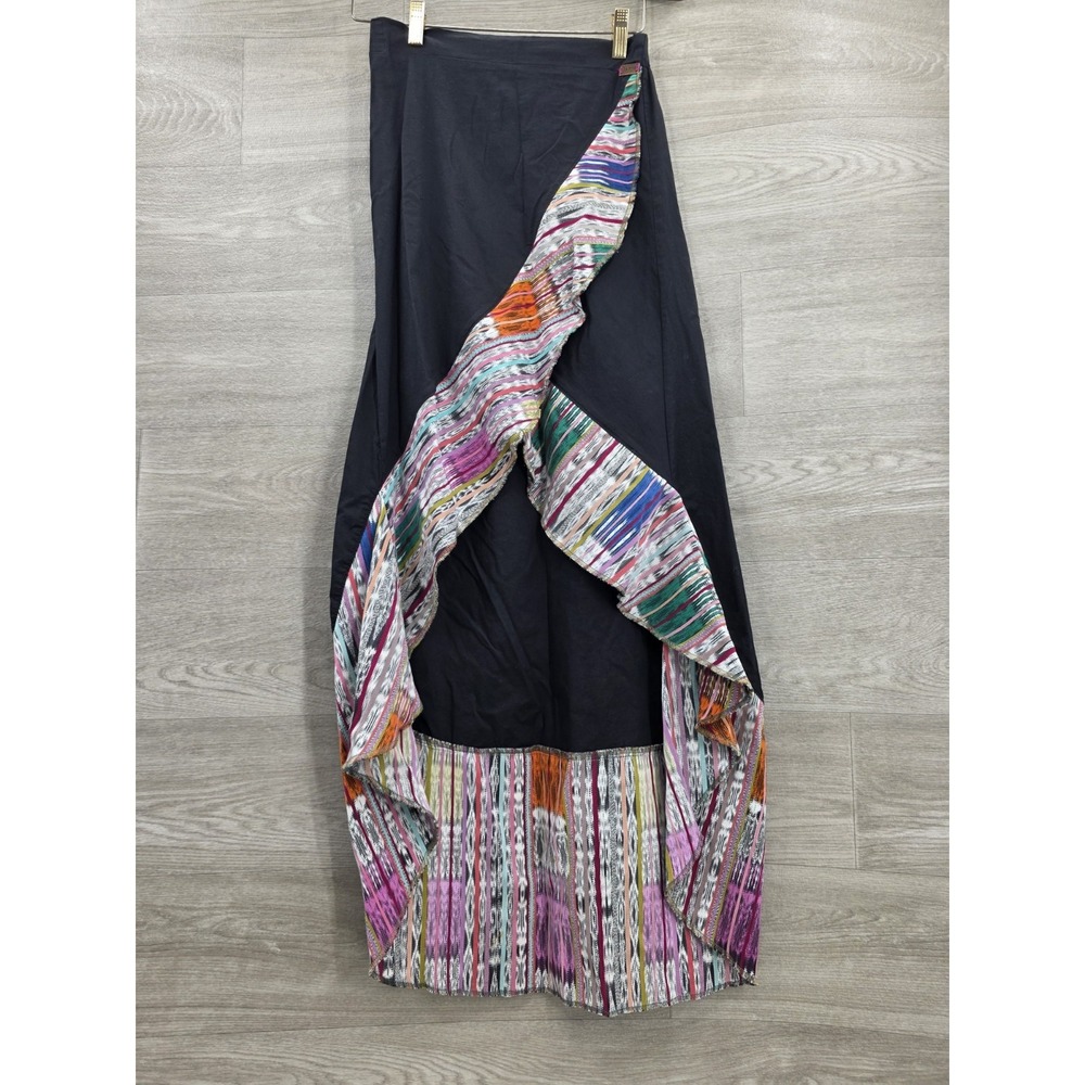 Jaspe Maya Moderno Asymmetrical Ruffle Skirt Black Boho Women's Size Small